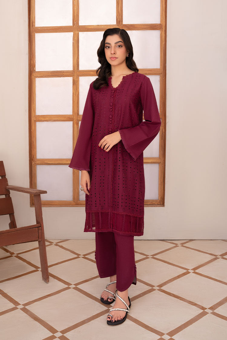 Picture of Vitalia - Winter Pret Essentials - Burgundy - Available at Raja Sahib