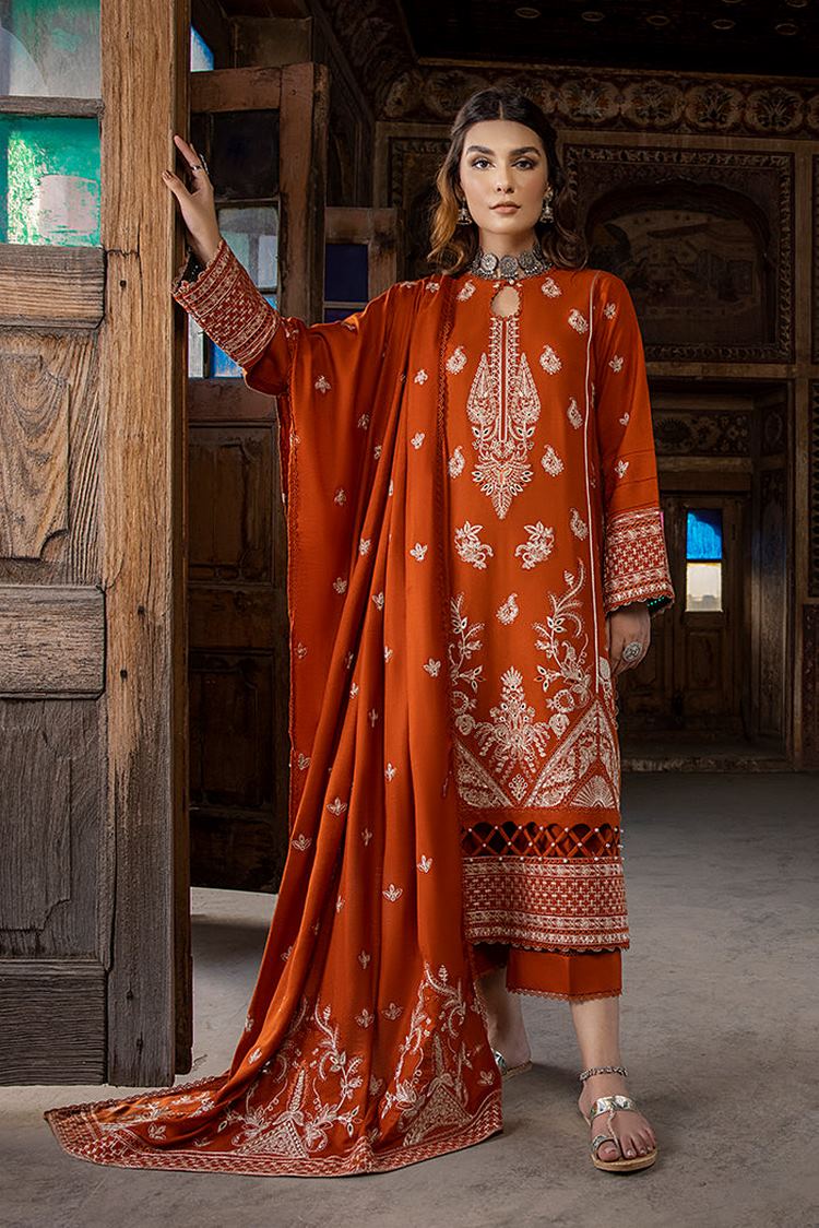 Picture of Humdum - Vasal Embroidery Peach Leather Wool Collection-02 - Available at Raja Sahib