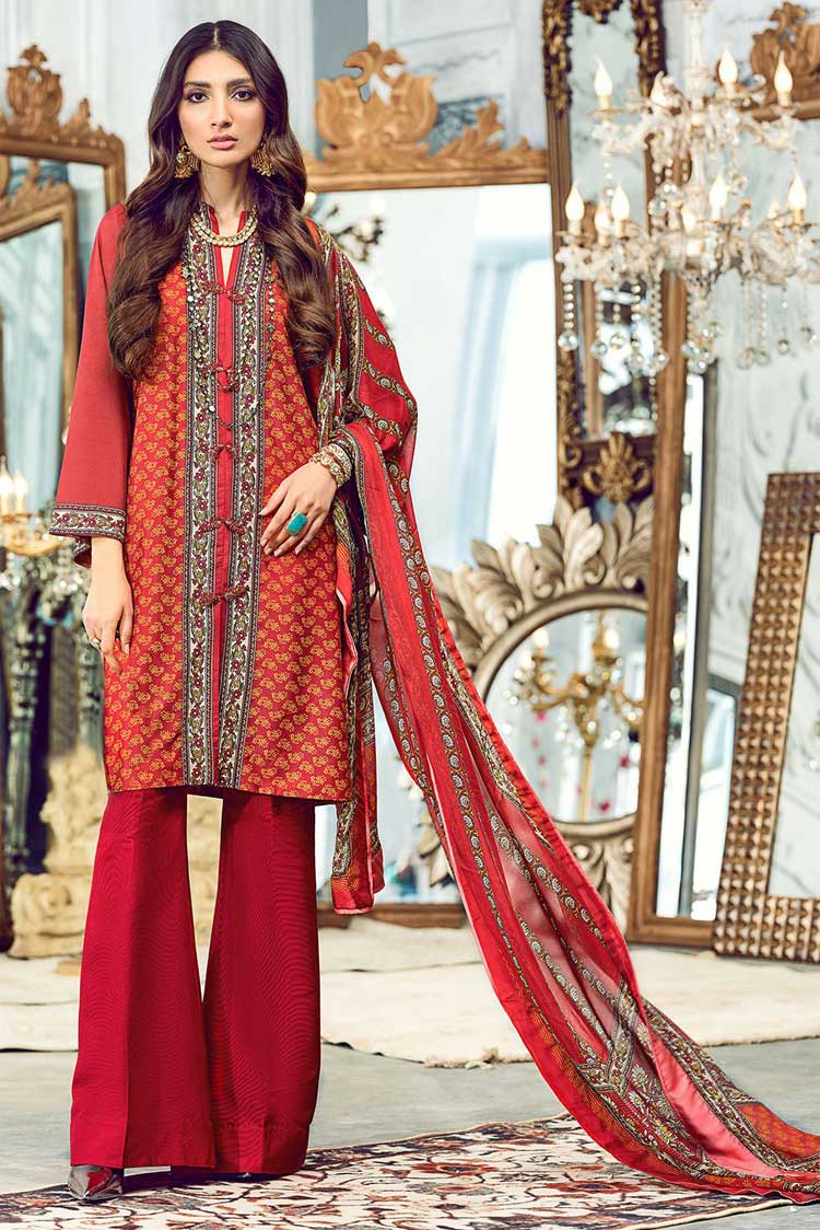 Picture of Gul Ahmed - 3PC Printed Silk Suit DGS 93 Lamis Digital Satin Collection - Available at Raja Sahib