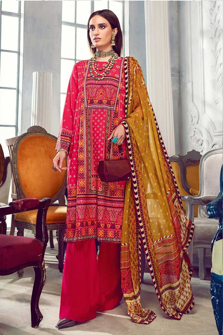 Picture of Gul Ahmed - 3PC Printed Silk Suit DGS 99 Lamis Digital Satin Collection - Available at Raja Sahib