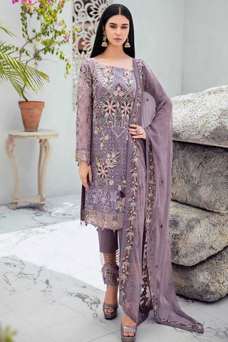 D 609 Orchid Petal Rangoon Embroidered Collection Vol 6
