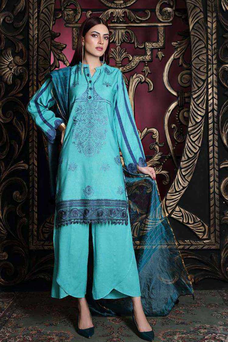 Picture of Charizma - CSL 04 Aqua Charm Embroidered Slub Leather Collection Vol 1 - Available at Raja Sahib