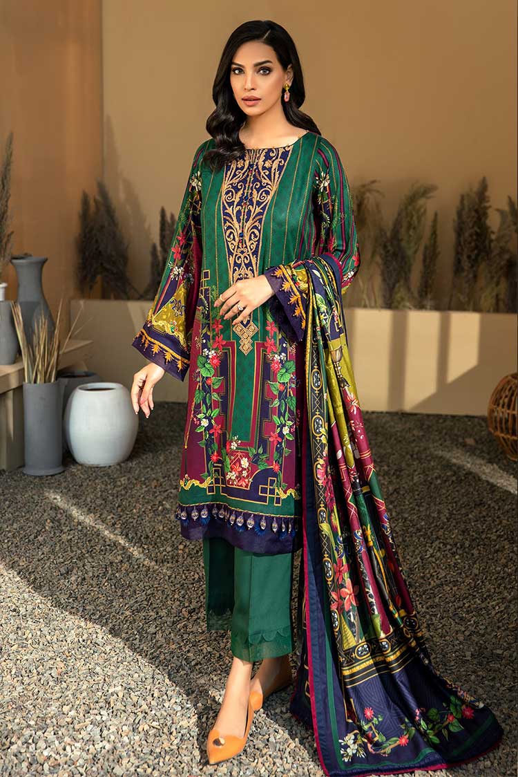 Picture of Jazmin - 10 Sharaar Iris Embroidered Linen Collection - Available at Raja Sahib