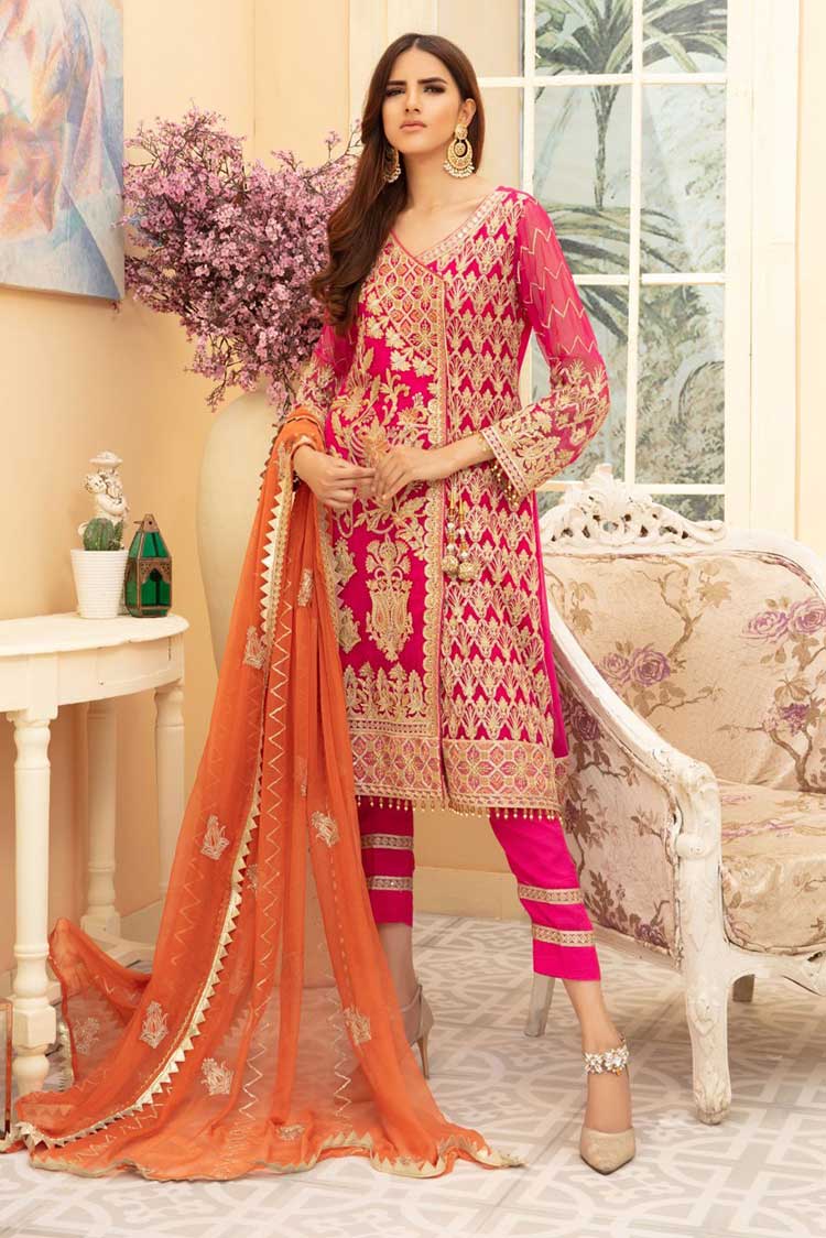 Picture of Maryum N Maria - MMD 01 Pinkile Whelite Premium Embroidered Chiffon Collection - Available at Raja Sahib