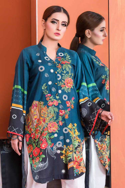 Picture of Riaz Arts - P 29 Plush Embroidered Slub Linen Kurti Collection - Available at Raja Sahib