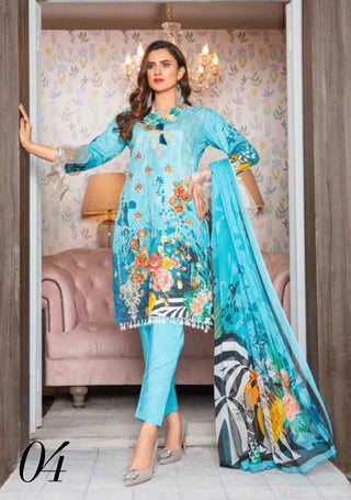 3 PC Digital Embroidered Printed 4 Generation Lawn Collection