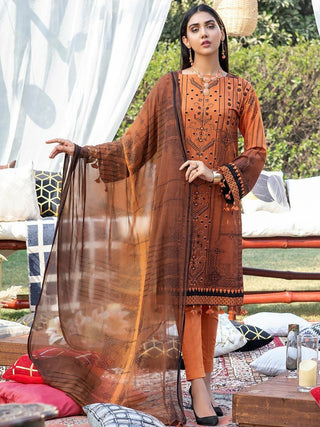3 PC Embroidered Lawn 697A Zure Summer Collection