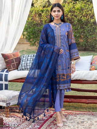 3 PC Embroidered Lawn 698A Zure Summer Collection