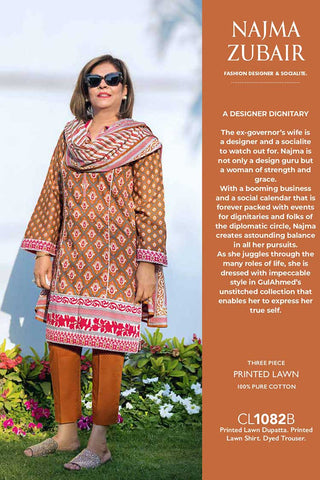 3 PC Printed Lawn Suit CL1082B Mothers Summer Lawn Collection