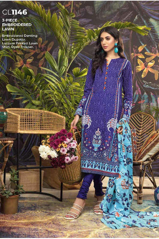 3 PC Lacquer Printed Lawn CL1146 Summer Basic Collection