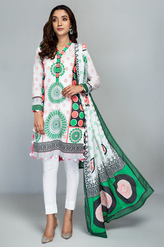 3 PC Printed Lawn Suit CLP94A Malmal Printed Lawn Collection