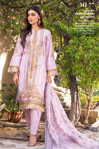 3 PC Luxury Embroidered Jacquard MJ77 Premium Lawn Summer Collection