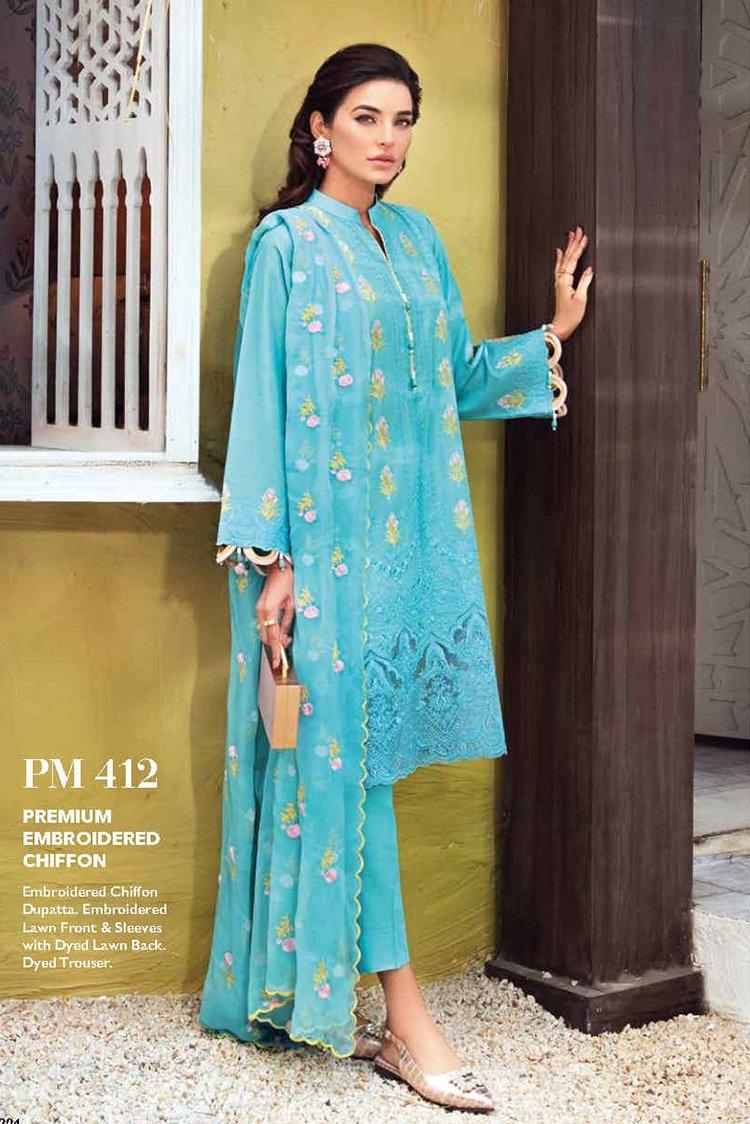 Picture of Gul Ahmed - 3 PC Premium Embroidered Chiffon PM412 Premium Lawn Summer Collection - Available at Raja Sahib