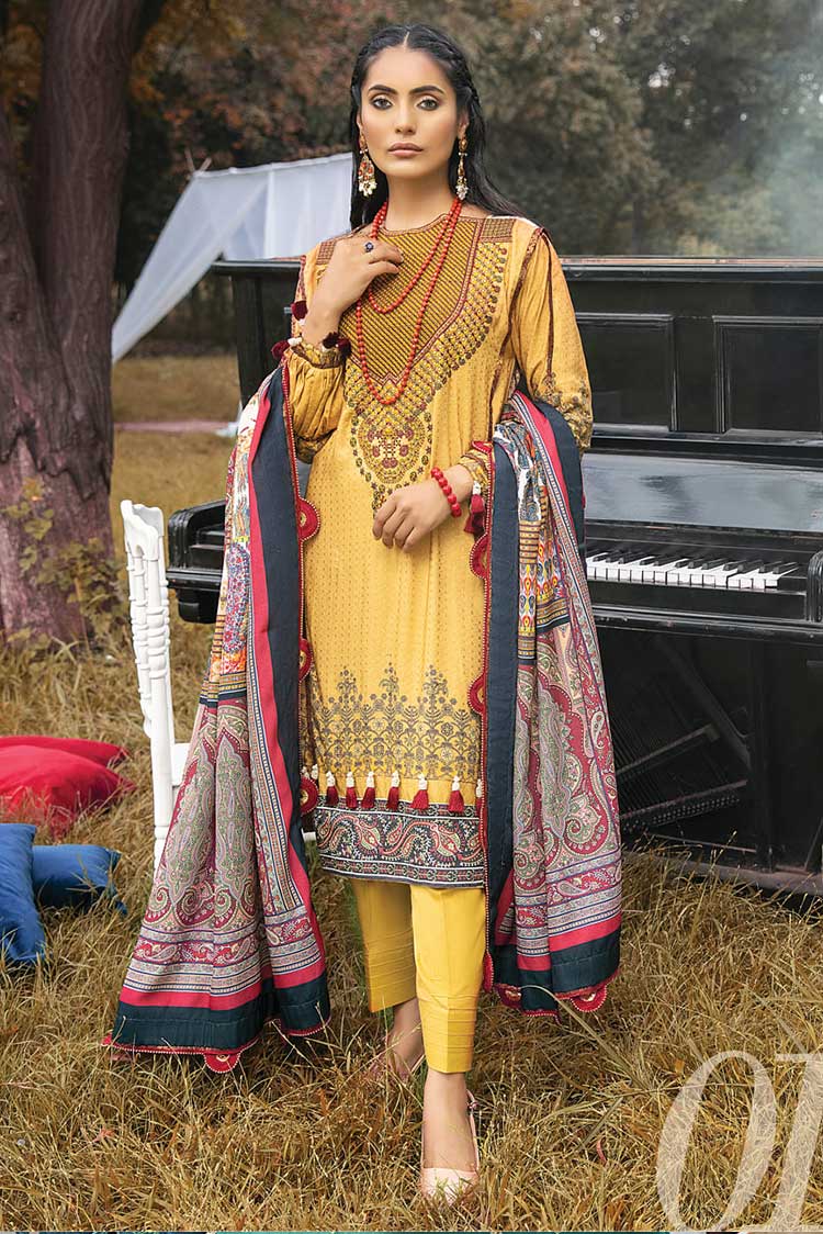 Picture of Al Zohaib Textile - WB21 01 Wintry Breeze Embroidered Shawl Collection - Available at Raja Sahib