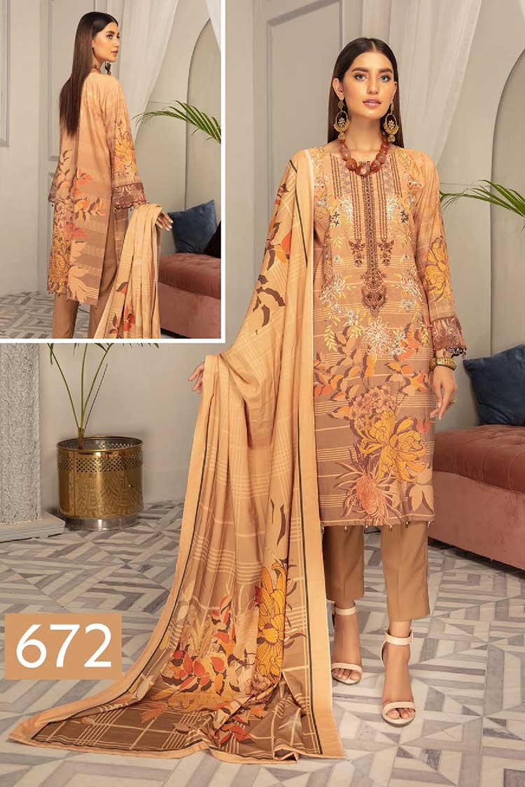 Picture of Shaista - Design 672 Mashal Dhanak Digital Print Embroidered Collection - Available at Raja Sahib