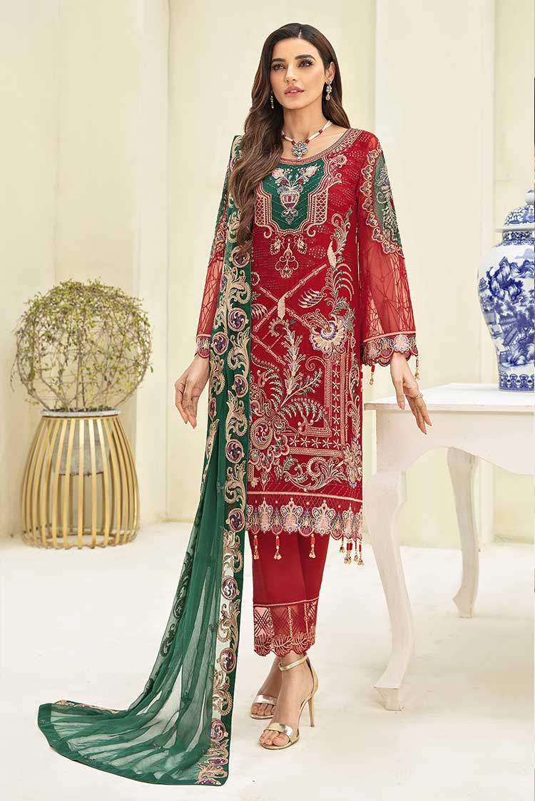 Picture of Ramsha - A308 Chevron Embroidered Chiffon Collection Vol 3 - Available at Raja Sahib