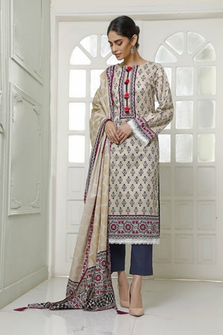 3 PC D-107A Spring Summer Crystal Lawn Collection