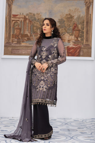3 PC Gray Quill 8 Kuch Khas Exclusive Chiffon Collection