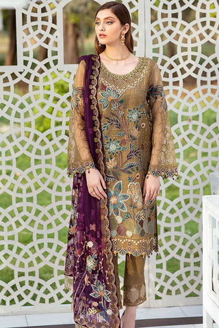 M 402 Minhal Embroidered Chiffon Collection Vol 4