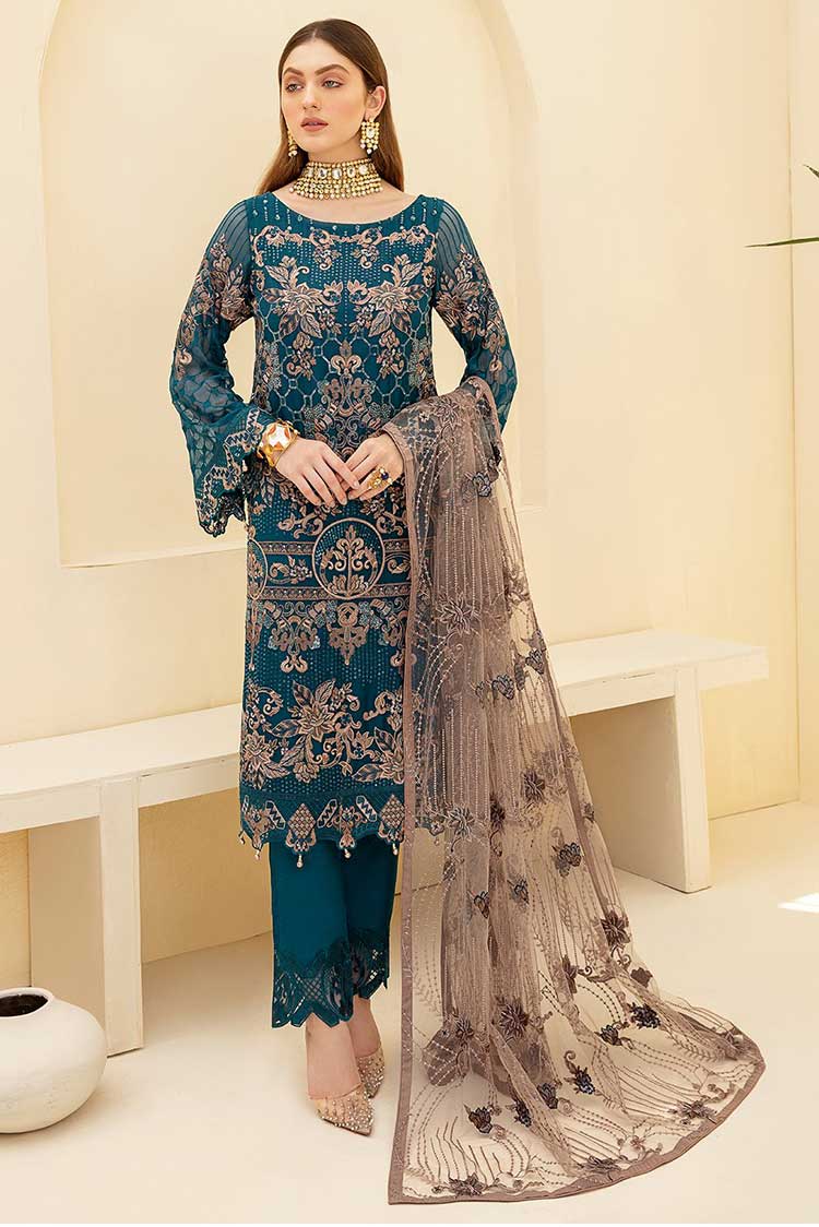 Picture of Ramsha - D 701 Rangoon Embroidered Chiffon Collection Vol 7 - Available at Raja Sahib