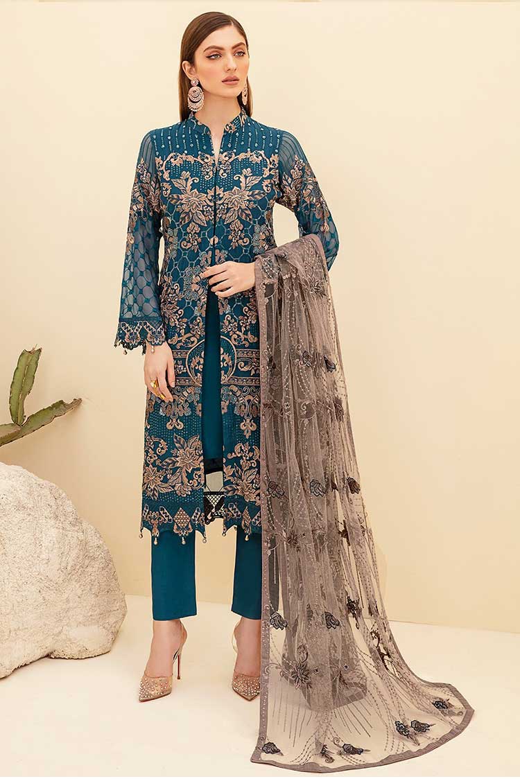 Picture of Ramsha - D 701 Rangoon Embroidered Chiffon Collection Vol 7 - Available at Raja Sahib