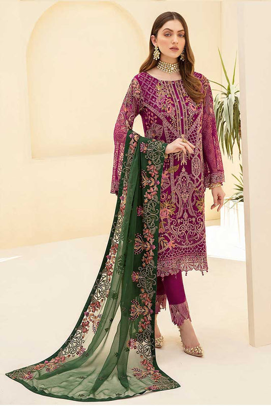 Picture of Ramsha - D 710 Rangoon Embroidered Chiffon Collection Vol 7 - Available at Raja Sahib