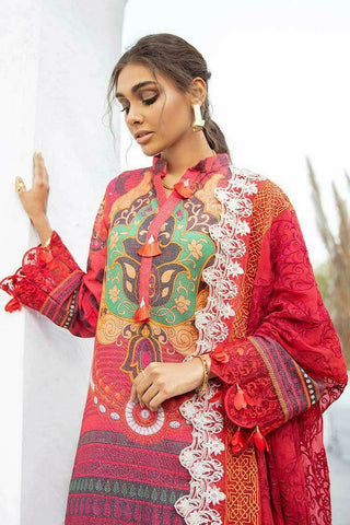 NW 21 Tropical Red Maya Embroidered Karandi Lawn Collection
