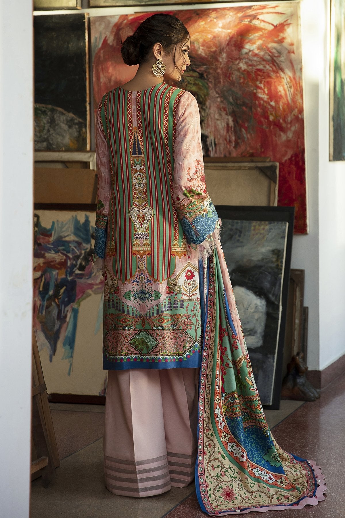 Picture of Jazmin - Design 10 Pink Island Iris Viscose Slub Khaddar Winter Collection - Available at Raja Sahib