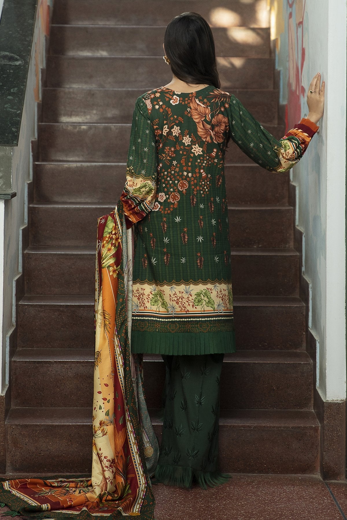 Picture of Jazmin - Design 04 Botanica Iris Viscose Slub Khaddar Winter Collection - Available at Raja Sahib