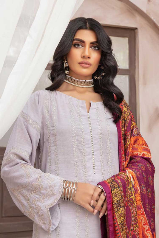 Picture of Johra - JR 487 Mahaparah Embroidered Slub Leather Peach Collection - Available at Raja Sahib