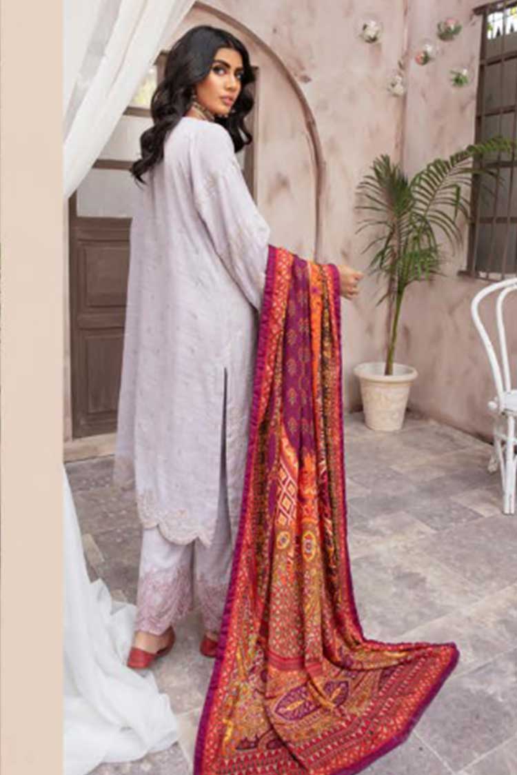 Picture of Johra - JR 487 Mahaparah Embroidered Slub Leather Peach Collection - Available at Raja Sahib