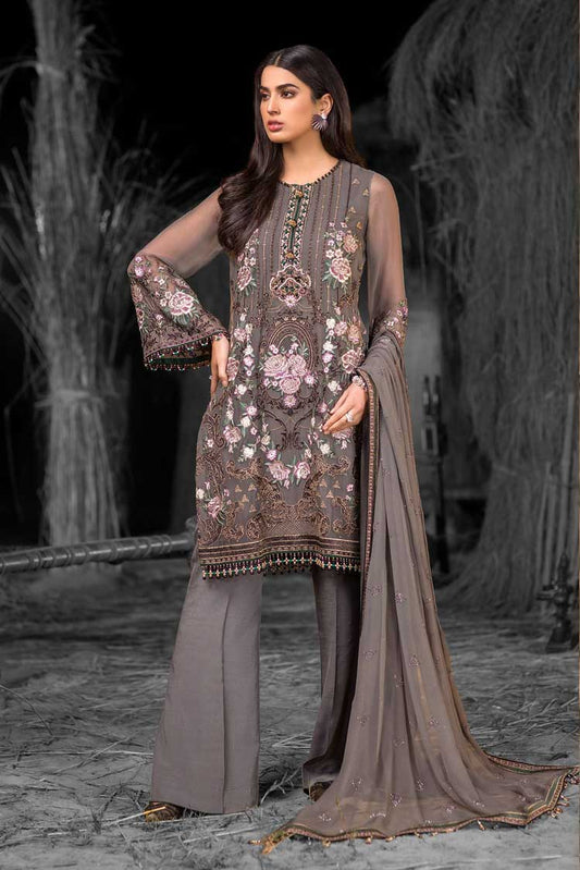 Picture of Flossie - S 705 Grey Pearl Safeera Luxury Chiffon Collection Vol 7 - Available at Raja Sahib