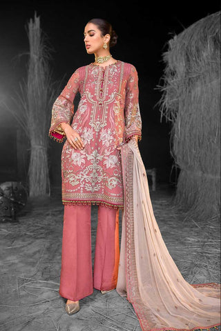S 709 Whimsical Pink Safeera Luxury Chiffon Collection Vol 7