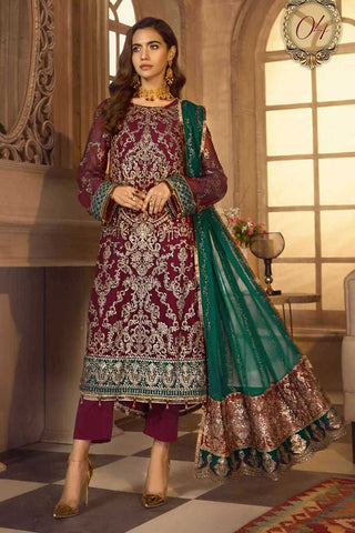 ZF 04 Mahtaab Noor E Rang Luxury Chiffon Embroidered Unstitched 3 Piece Suit Collection