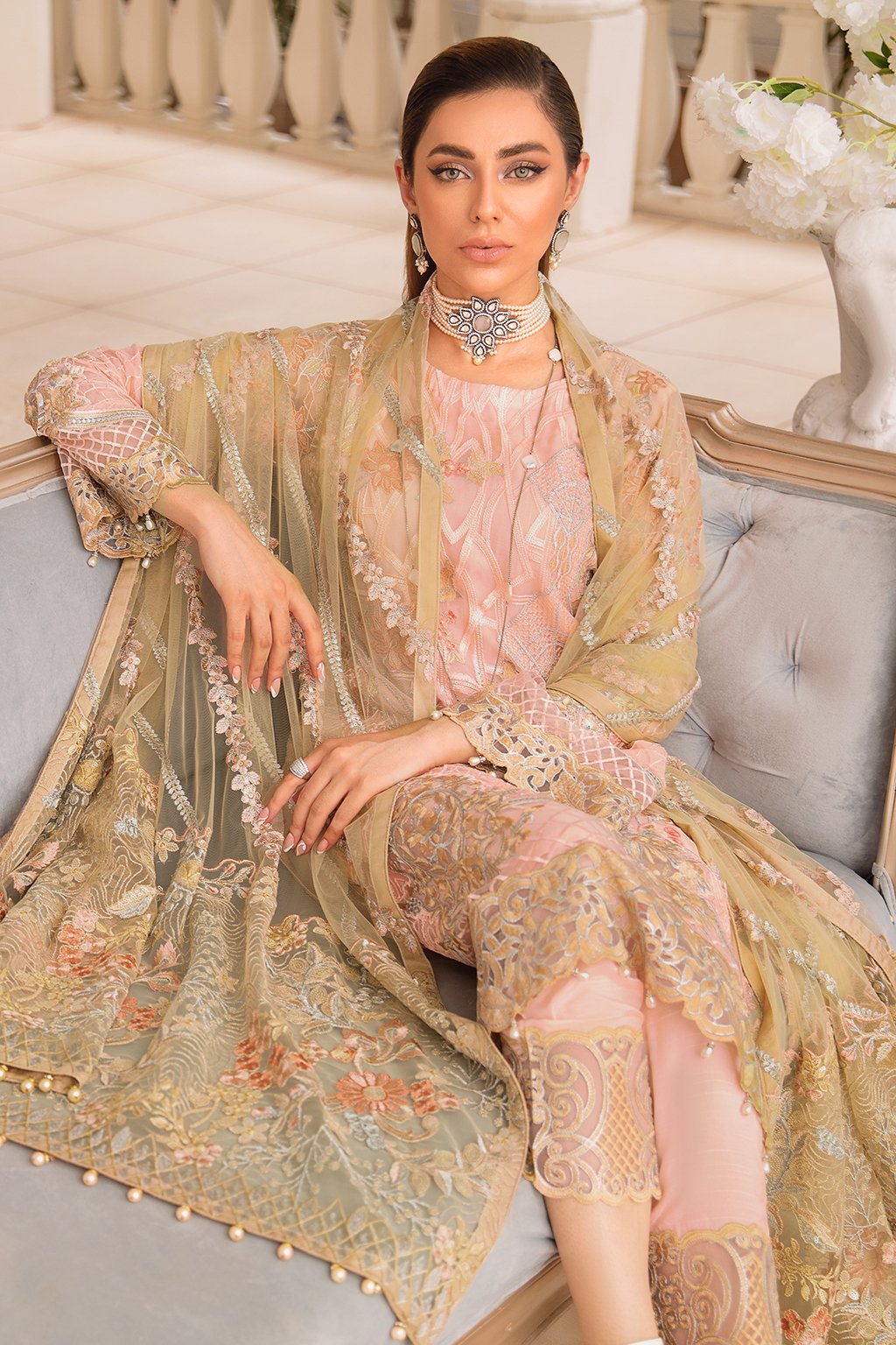 Picture of Ramsha - A 402 Chevron Embroidered Chiffon Collection Vol 4 - Available at Raja Sahib