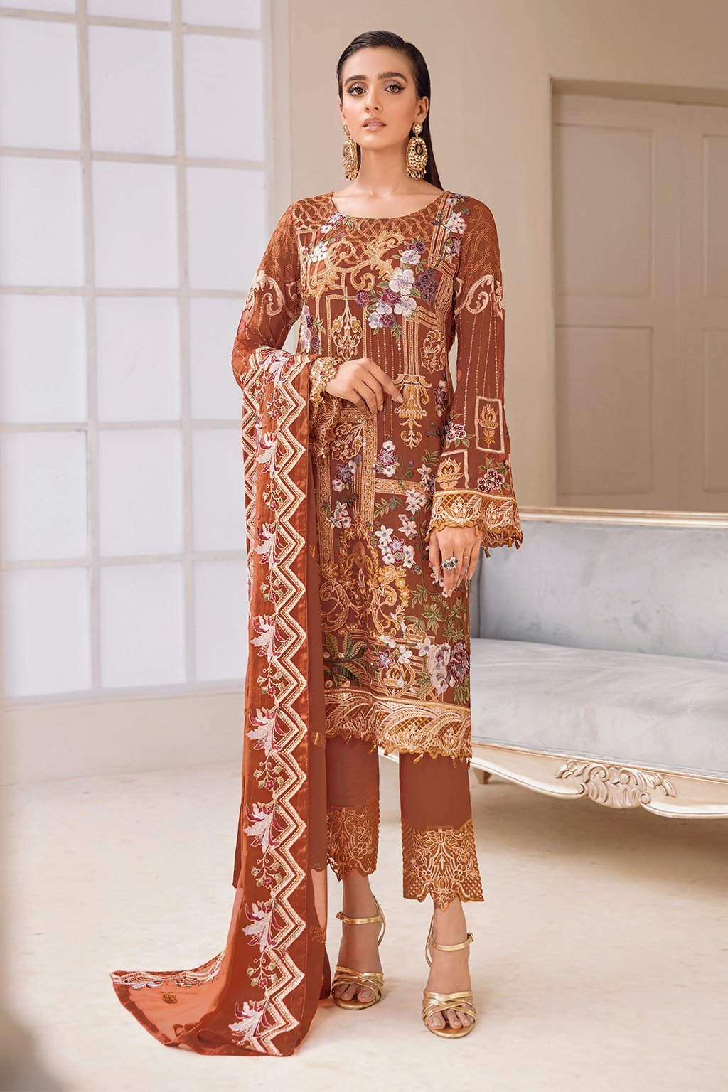 Picture of Ramsha - A 412 Chevron Embroidered Chiffon Collection Vol 4 - Available at Raja Sahib