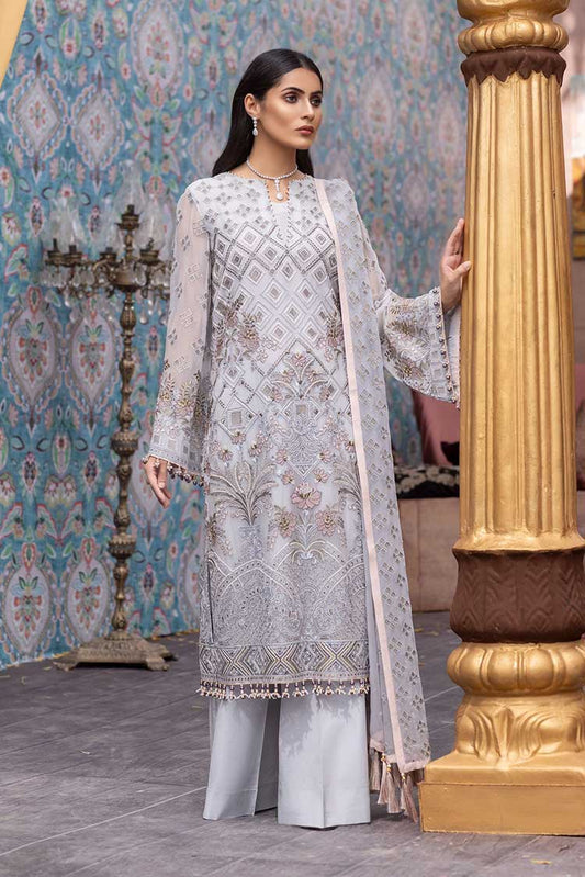 Picture of Flossie 09 Silver Frost Rang e Nua Luxury Chiffon Collection 2021 Vol 3 - Available at Raja Sahib