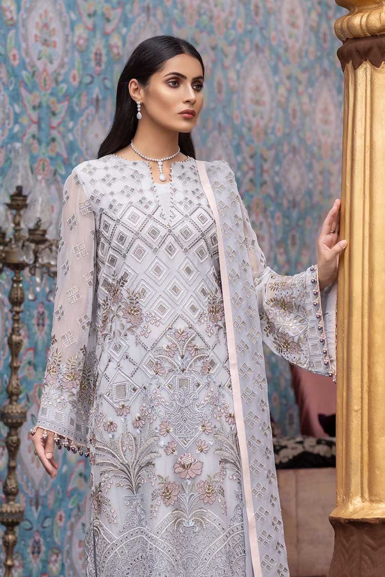 Picture of Flossie 09 Silver Frost Rang e Nua Luxury Chiffon Collection 2021 Vol 3 - Available at Raja Sahib