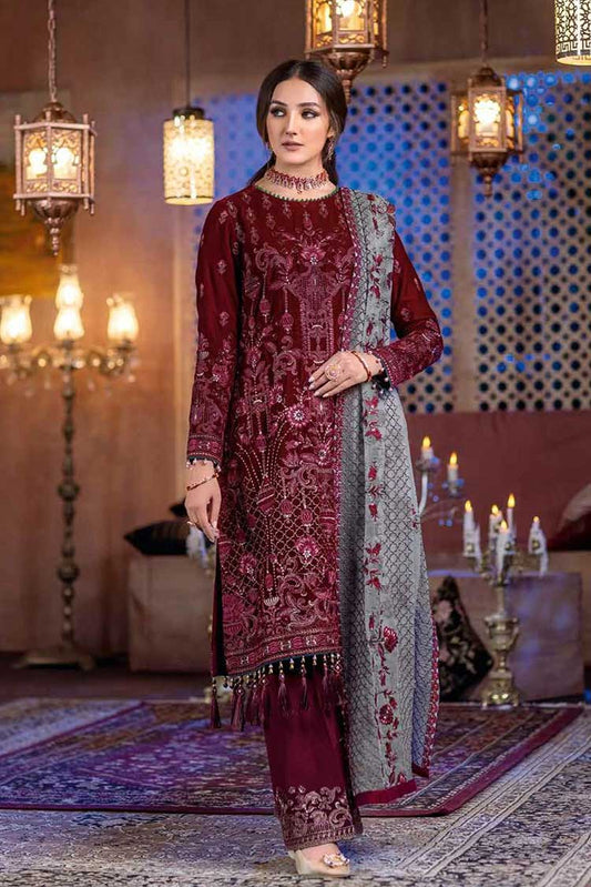 Picture of Flossie - 02 Rose Red Luxury Velvet Collection Vol 02 - Available at Raja Sahib