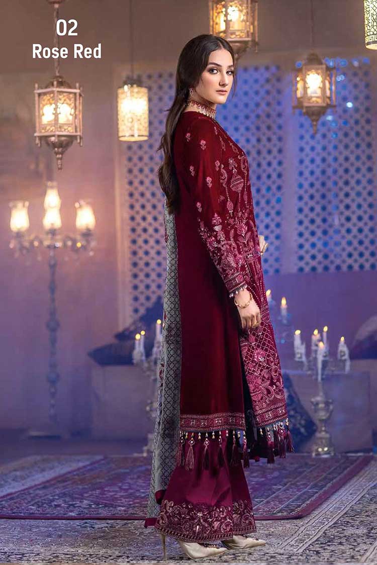 Picture of Flossie - 02 Rose Red Luxury Velvet Collection Vol 02 - Available at Raja Sahib