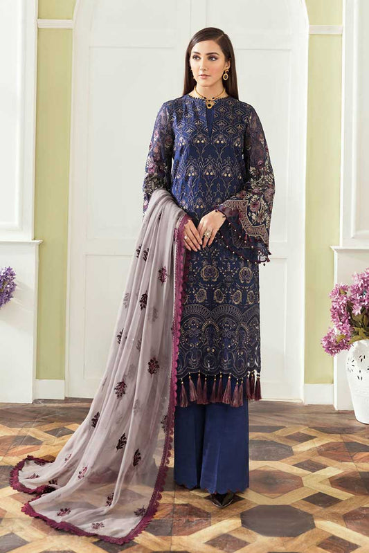 Picture of Flossie - 908 Deep Cobalt Safeera Embroidered Chiffon Collection Vol 9 - Available at Raja Sahib