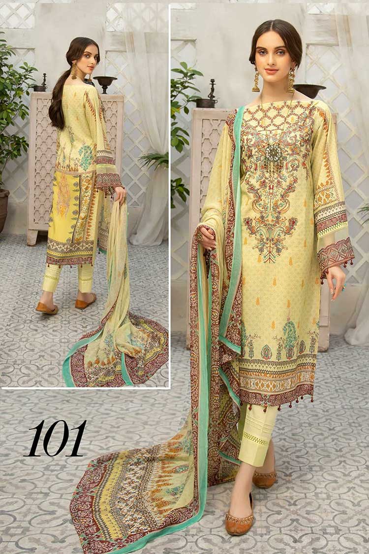 Picture of Shaista - Design 101 Anaya Digital Printed Embroidered Lawn Karandi Collection - Available at Raja Sahib