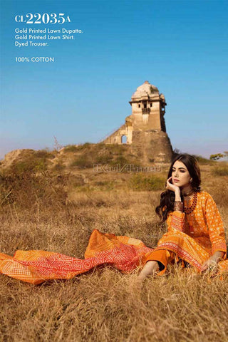 Gul Ahmed 3 Piece Printed Lawn Suit CL22035A Chunri Lawn Collection 2022