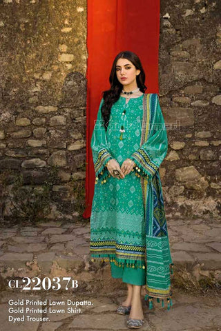 Gul Ahmed 3 Piece Printed Lawn Suit CL22037B Chunri Lawn Collection 2022