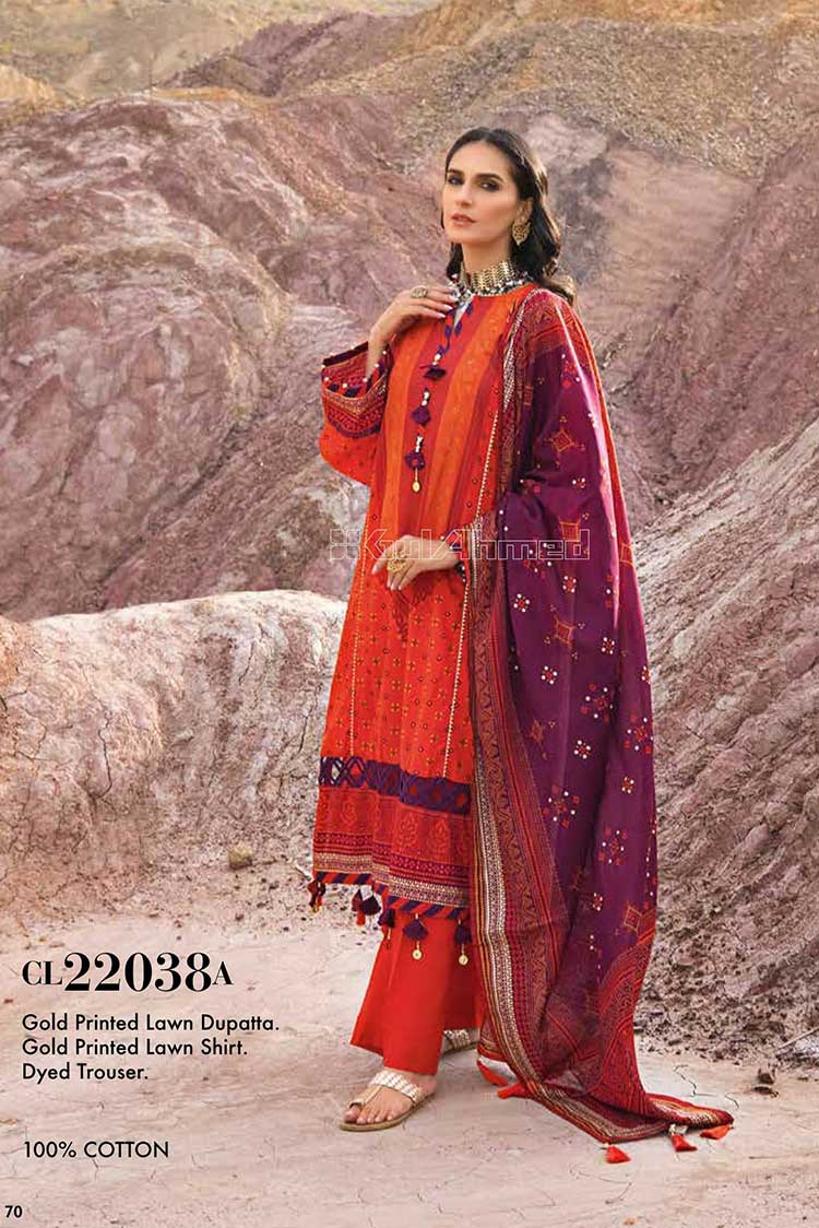 Picture of Gul Ahmed - 3 Piece Printed Lawn Suit CL22038A Chunri Lawn Collection - Available at Raja Sahib