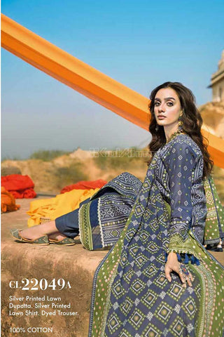 3 Piece Printed Lawn Suit CL22049A Chunri Lawn Collection