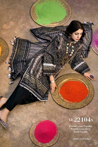 Gul Ahmed 3 Piece Printed Lawn Suit CL22104A Chunri Lawn Collection 2022