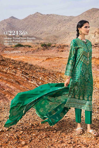 Gul Ahmed 3 Piece Printed Lawn Suit CL22136A Chunri Lawn Collection 2022