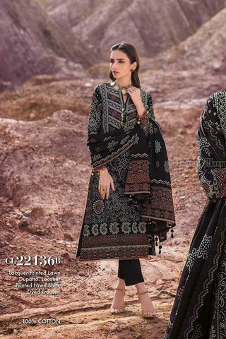 Gul Ahmed 3 Piece Printed Lawn Suit CL22136B Chunri Lawn Collection 2022