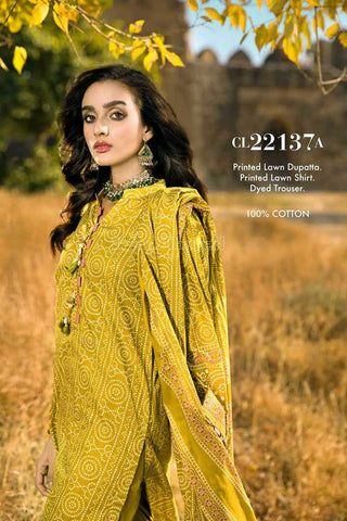 3 Piece Printed Lawn Suit CL22137A Chunri Lawn Collection